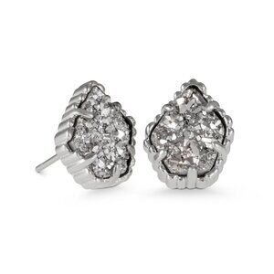 New Kendra Scott Tessa Rhodium - Platinum Drusy Earrings NWOT
